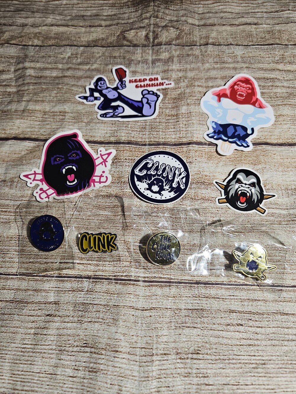 Clink room Hat pins and stickers bundle